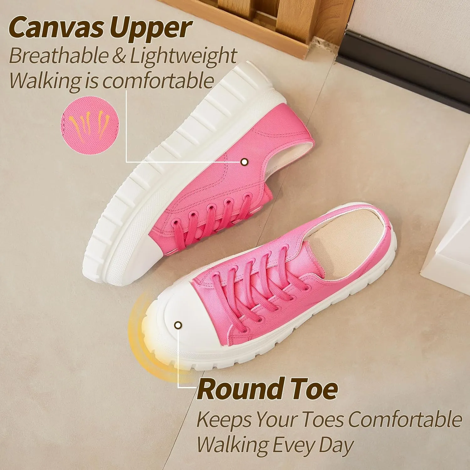 HYPOCRUTE Platform Sneakers for Women Low Top Canvas Shoes Womens Lace Up Platform Shoes Casual Walking Shoes for Women