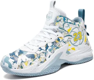 Kids Basketball Shoes, Leather Trendy Casual Sports Basketball Shoes Breathable Comfortable Boys Sneakers for Big Kids…