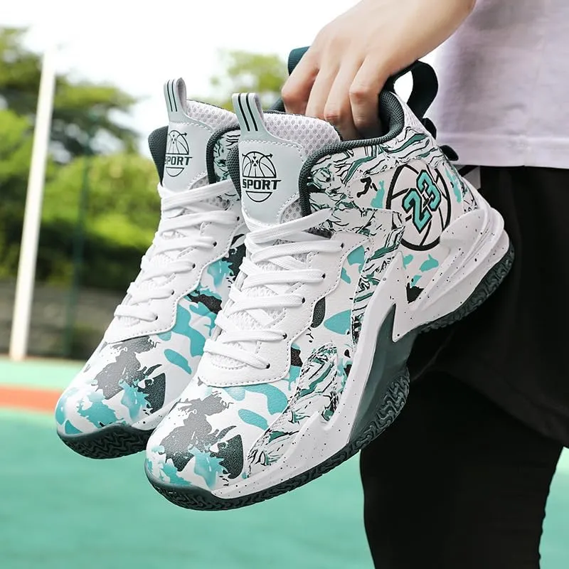 Kids Basketball Shoes, Leather Trendy Casual Sports Basketball Shoes Breathable Comfortable Boys Sneakers for Big Kids…