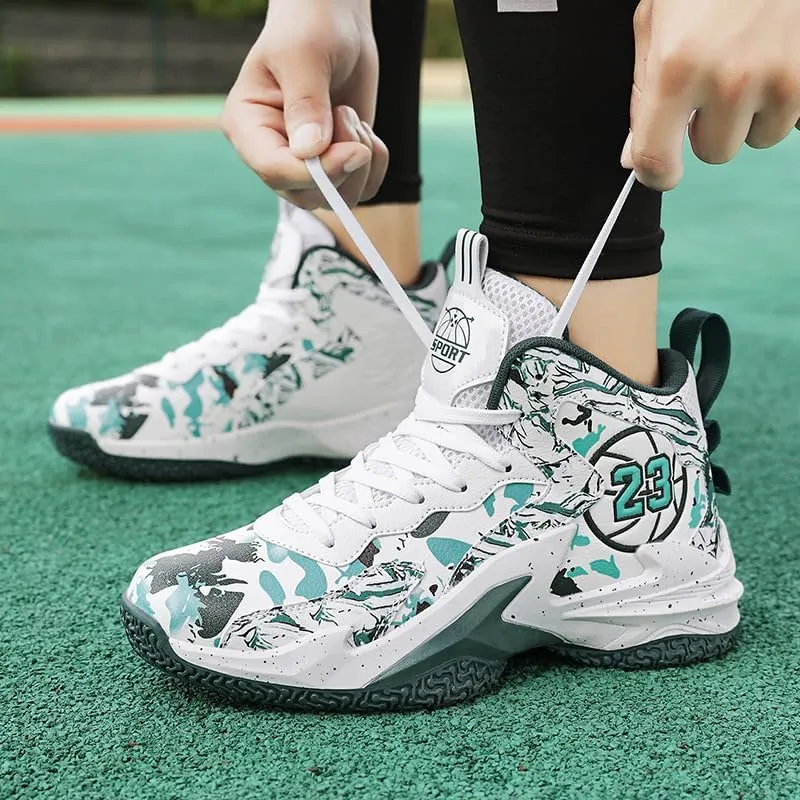 Kids Basketball Shoes, Leather Trendy Casual Sports Basketball Shoes Breathable Comfortable Boys Sneakers for Big Kids…