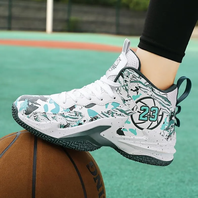 Kids Basketball Shoes, Leather Trendy Casual Sports Basketball Shoes Breathable Comfortable Boys Sneakers for Big Kids…