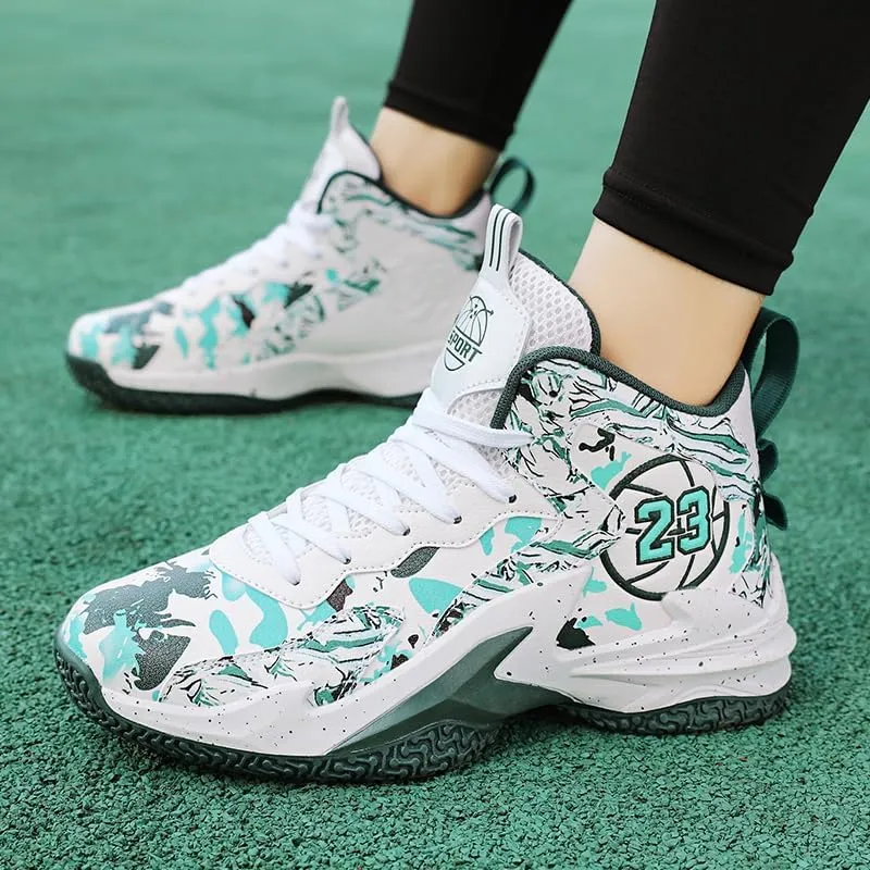 Kids Basketball Shoes, Leather Trendy Casual Sports Basketball Shoes Breathable Comfortable Boys Sneakers for Big Kids…