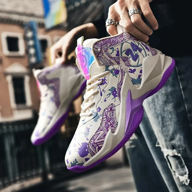 Kids Basketball Shoes, Leather Trendy Casual Sports Basketball Shoes Breathable Comfortable Boys Sneakers for Big Kids…