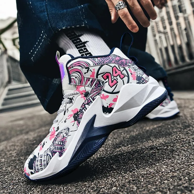 Kids Basketball Shoes, Leather Trendy Casual Sports Basketball Shoes Breathable Comfortable Boys Sneakers for Big Kids…
