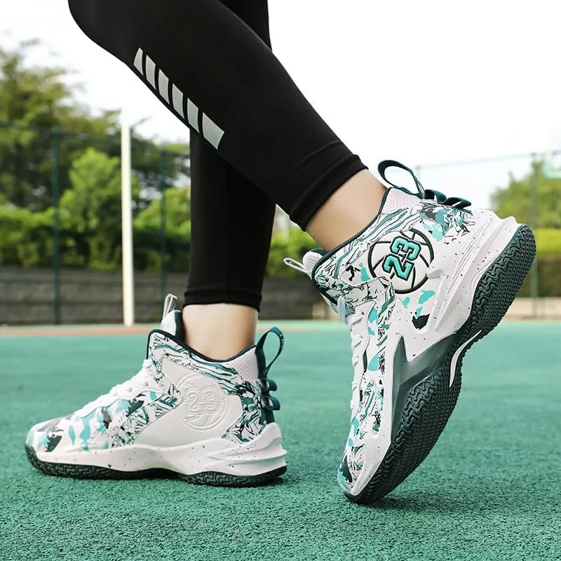 Kids Basketball Shoes, Leather Trendy Casual Sports Basketball Shoes Breathable Comfortable Boys Sneakers for Big Kids…