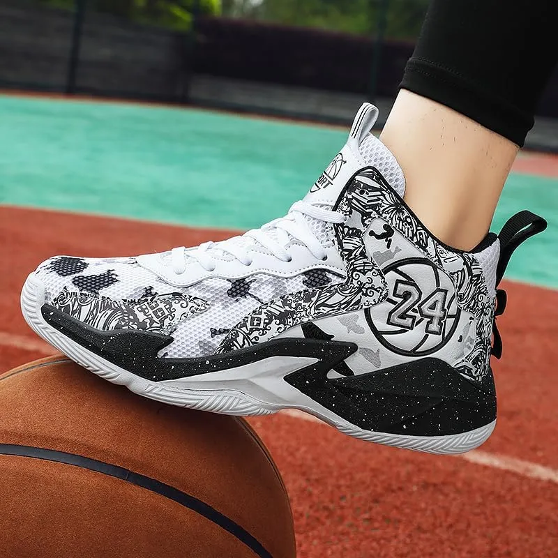 Kids Basketball Shoes, Mesh Cloth Casual Sports Basketball Shoes Breathable Comfortable Boys Sneakers for Big Kids