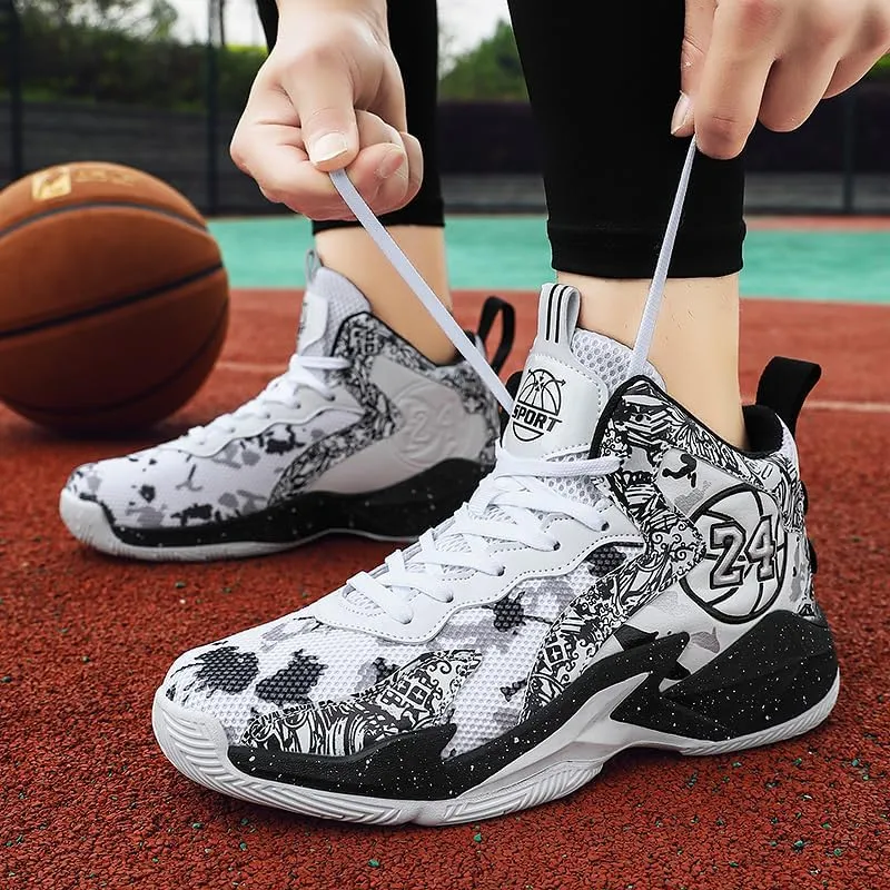 Kids Basketball Shoes, Mesh Cloth Casual Sports Basketball Shoes Breathable Comfortable Boys Sneakers for Big Kids