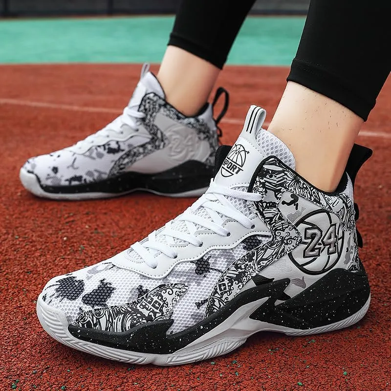Kids Basketball Shoes, Mesh Cloth Casual Sports Basketball Shoes Breathable Comfortable Boys Sneakers for Big Kids