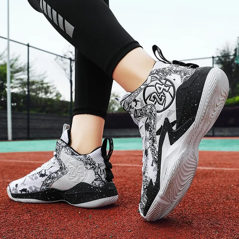 Kids Basketball Shoes, Mesh Cloth Casual Sports Basketball Shoes Breathable Comfortable Boys Sneakers for Big Kids