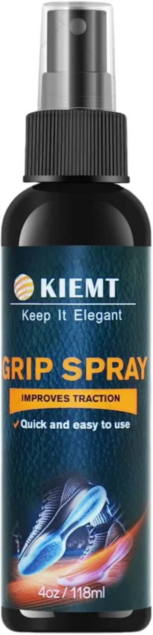 KIEMT Grip Pro Shoe Traction Spray – Anti-Slip Spray for Outdoor & Indoor Sports, Restores Shoe Grip, Cleans Rubber Soles, Plant-based formula – Works on Basketball, Hiking, Tennis, Gym Shoes,4.15 Oz
