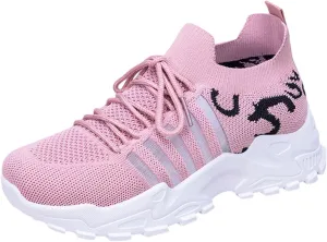 Ladies Mesh Orthopedic Sneakers Breathable Lace-up Walking Running Shoes Comfortable Tennis Shoes Non Slip Lightweight Cute Womens Thick Sole Sneaker