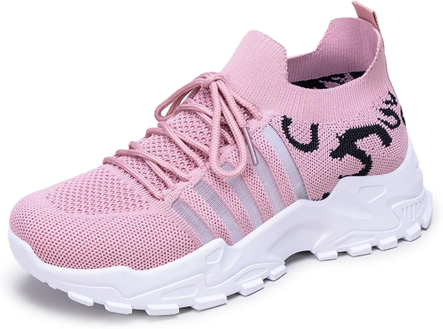 Ladies Mesh Orthopedic Sneakers Breathable Lace-up Walking Running Shoes Comfortable Tennis Shoes Non Slip Lightweight Cute Womens Thick Sole Sneaker