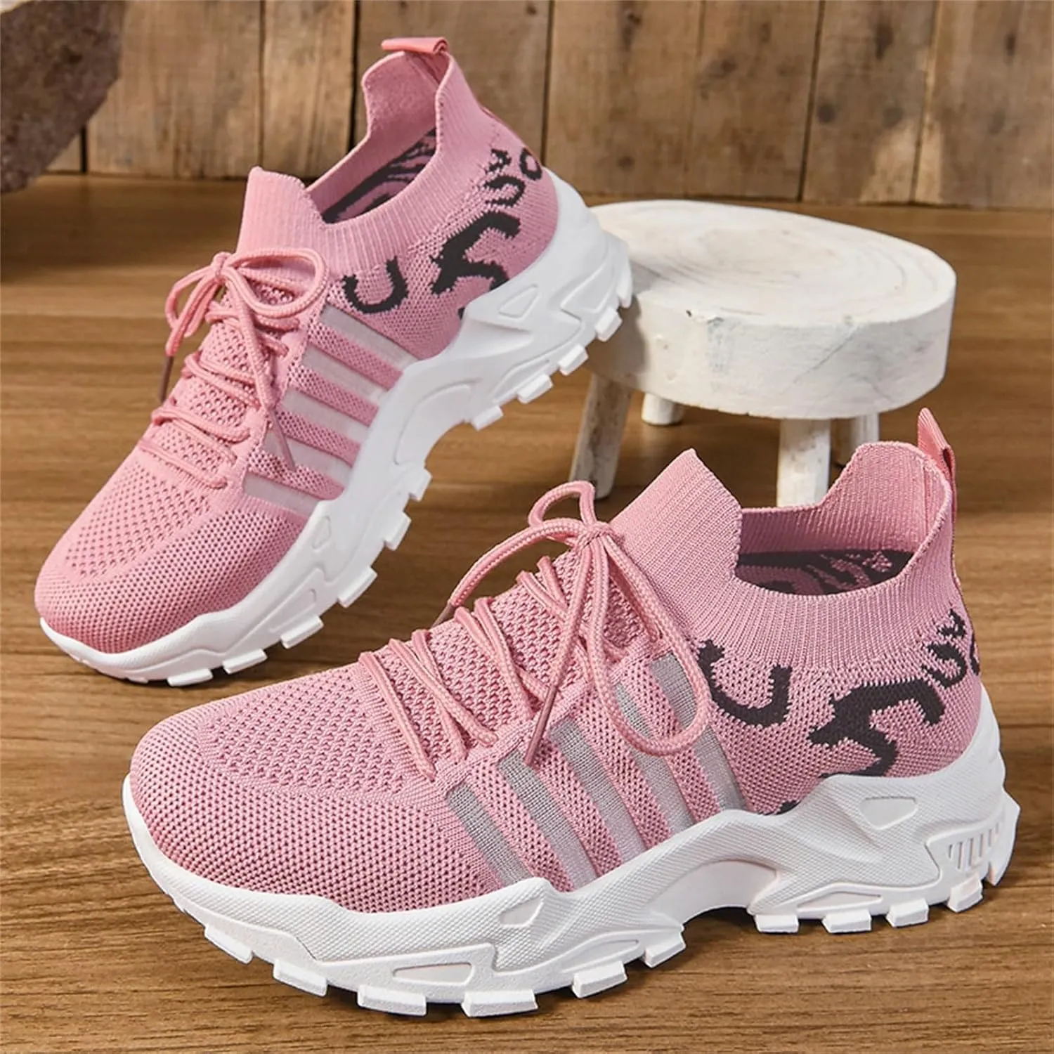 Ladies Mesh Orthopedic Sneakers Breathable Lace-up Walking Running Shoes Comfortable Tennis Shoes Non Slip Lightweight Cute Womens Thick Sole Sneaker
