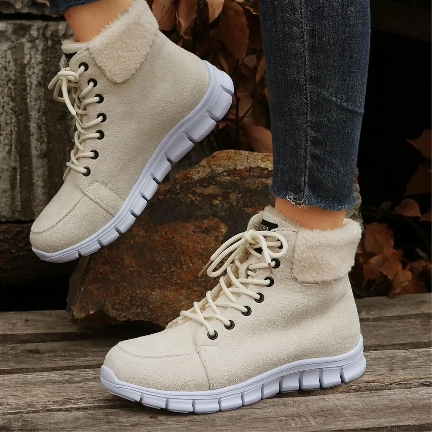 Ladmiple Boots For Women 2024 Ankle Booties Snow Boots Winter Warm Fur Lined Anti-Slip Outdoor Slip On Comfortable Warm Shoes