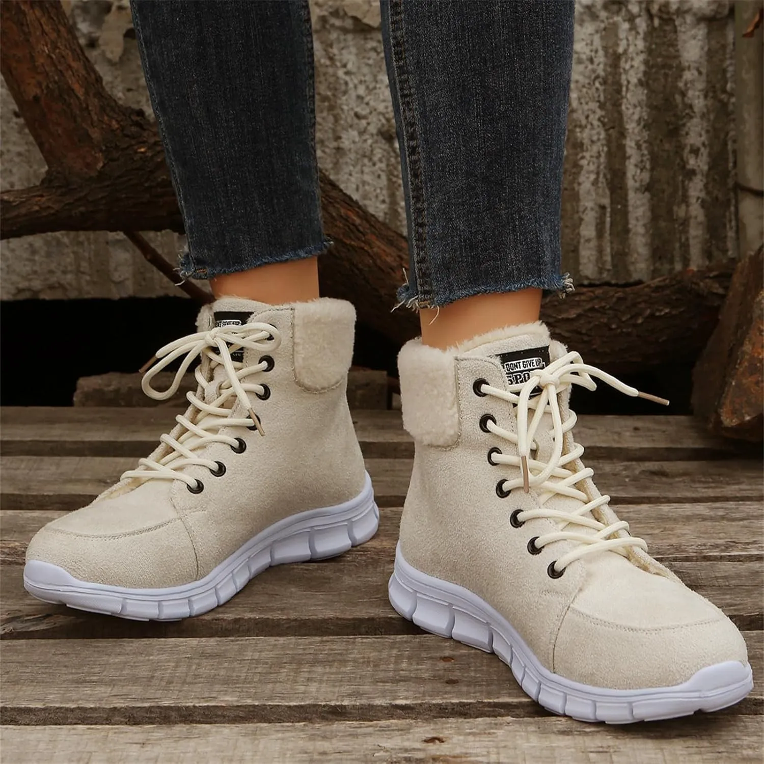 Ladmiple Boots For Women 2024 Ankle Booties Snow Boots Winter Warm Fur Lined Anti-Slip Outdoor Slip On Comfortable Warm Shoes