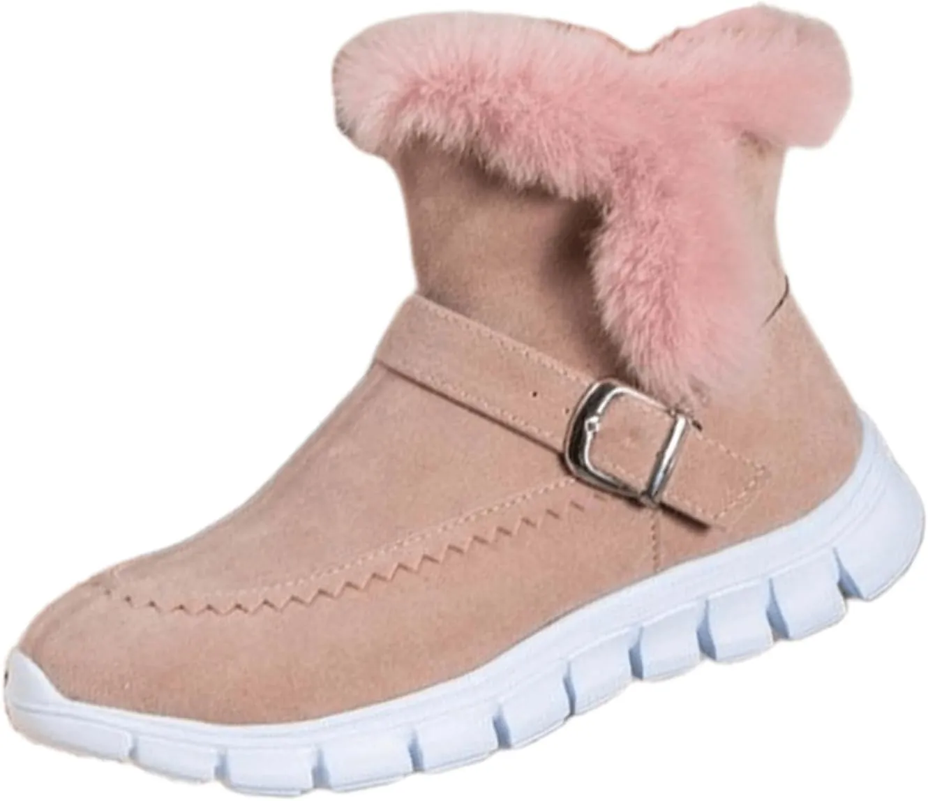 Ladmiple Boots For Women Ankle Booties Winter Slip On Warm Snow Boots Fashion Fur Lined Thickening Comfortable Loafers Shoes