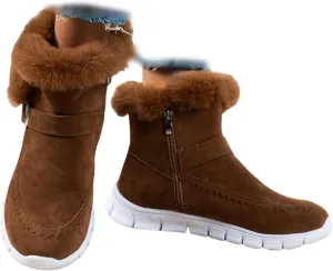 Ladmiple Boots For Women Ankle Booties Winter Snow Boots Slip on Warm Comfortable Outdoor Fur Lined Walking Loafers Shoes