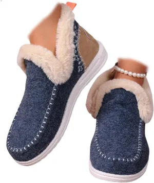 Ladmiple Boots For Women Ankle Booties Winter Snow Boots Warm Slip On Outdoor Fur Lined Comfortable Fashion Loafers Shoes