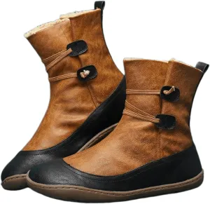 Ladmiple Snow Boots For Women Cute High Top Winter Shoes with Fur Lined Warm Slip On Ankle Booties Mid Calf Walking Shoes