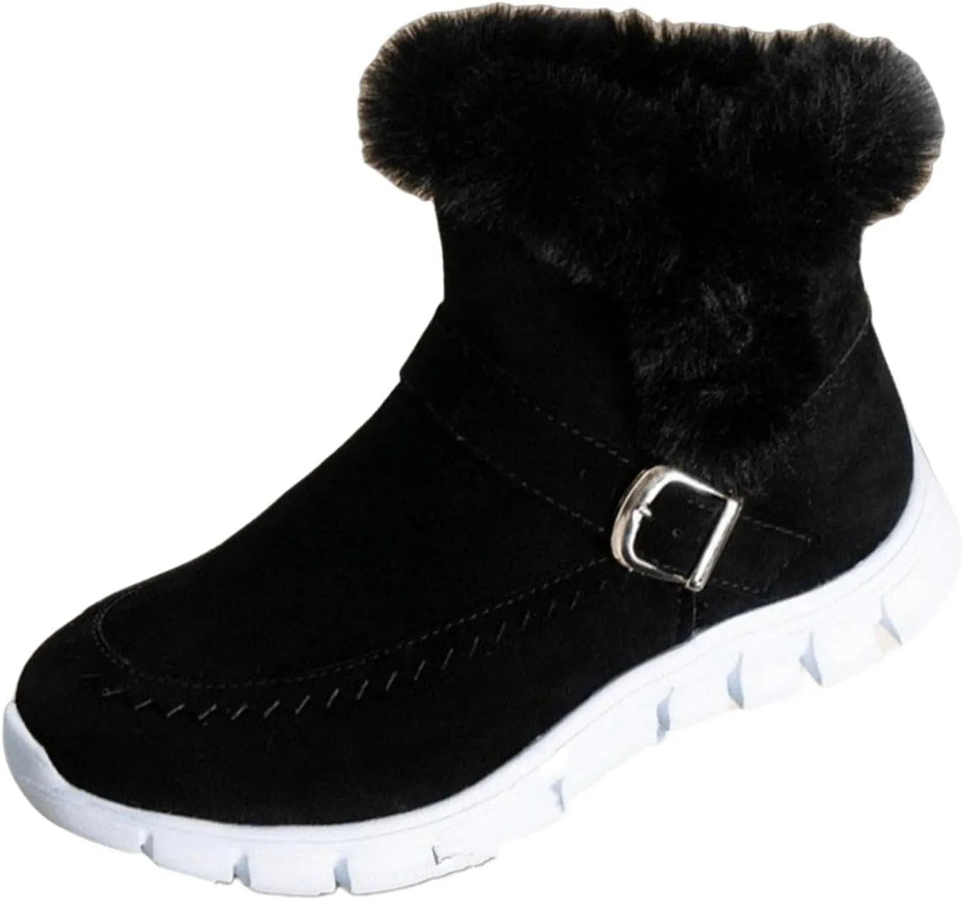 Ladmiple Snow Boots For Women Wide Calf Winter Boots Slip on Insulated Fur Lined Cold Weather Comfortable Warm Ankle Booties
