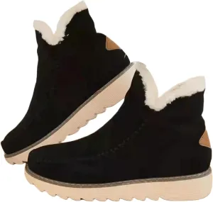 Ladmiple Snow Boots For Women Wide Width High-top Winter Boots Lace Up Warm Comfortable Outdoor Fur Lined Ankle Booties