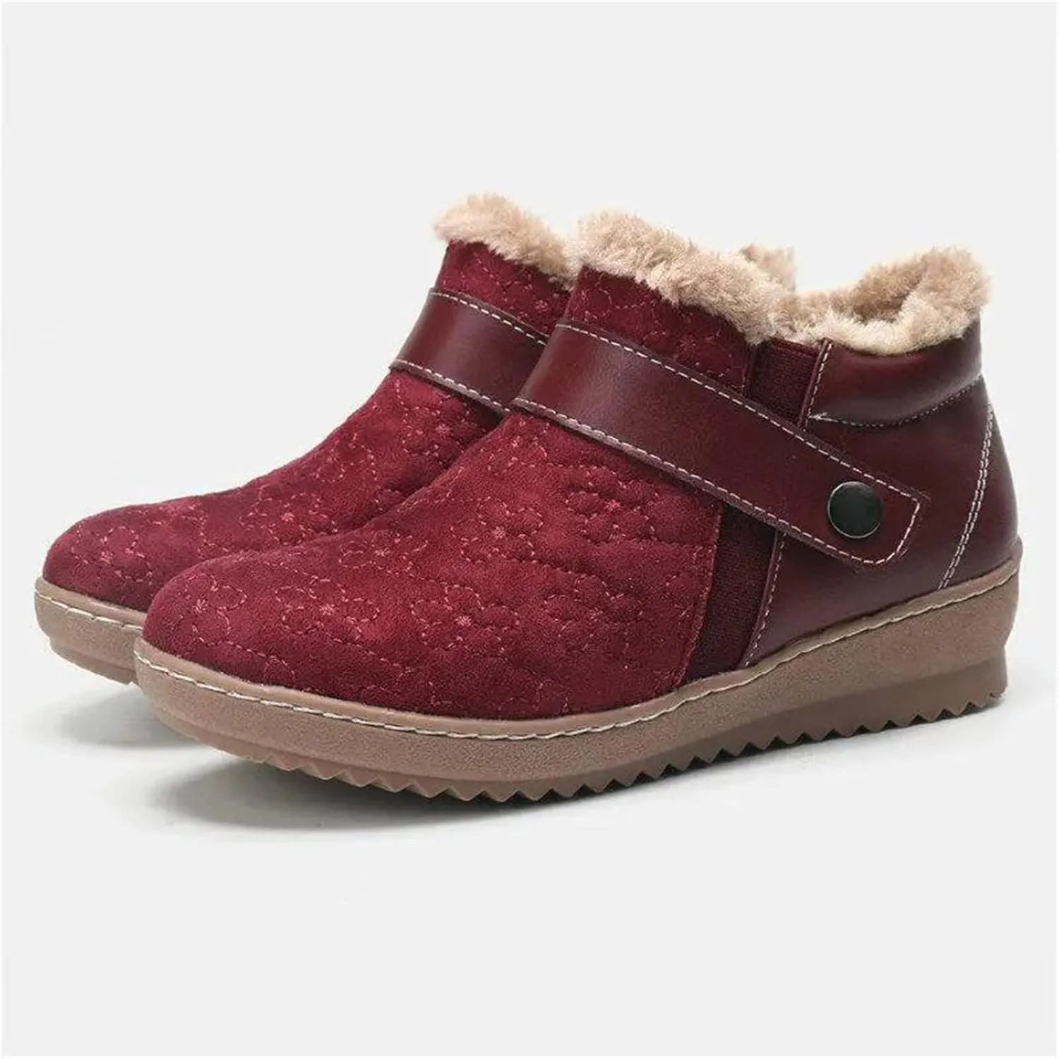 Ladmiple Snow Boots For Women Wide Width High-top Winter Boots Lace Up Warm Comfortable Outdoor Fur Lined Ankle Booties