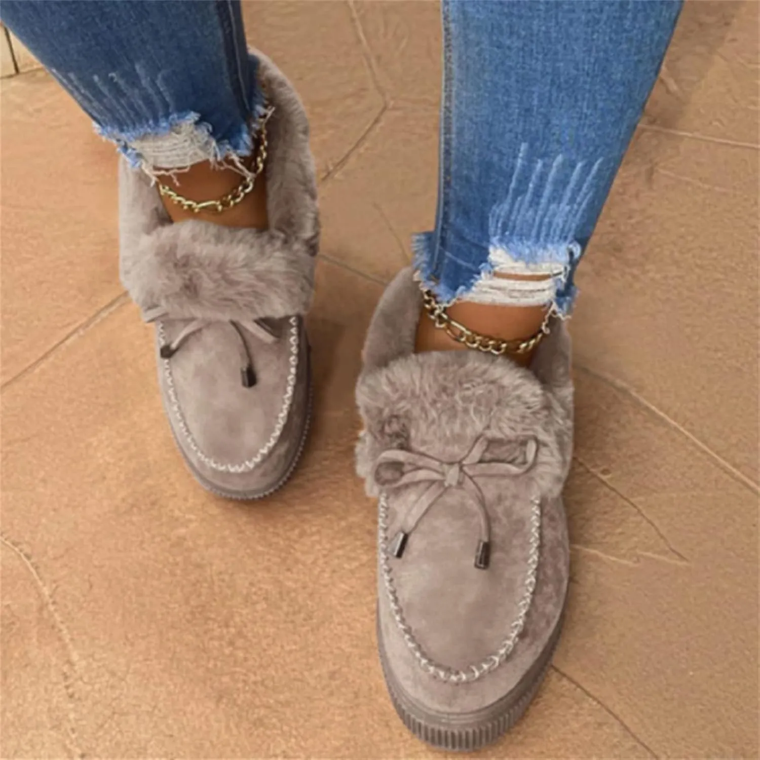 Ladmiple Winter Boots For Women 2023 Snow Warm Ankle Booties Slip On Outdoor Fur Lined Comfortable Fashion Walking Shoes