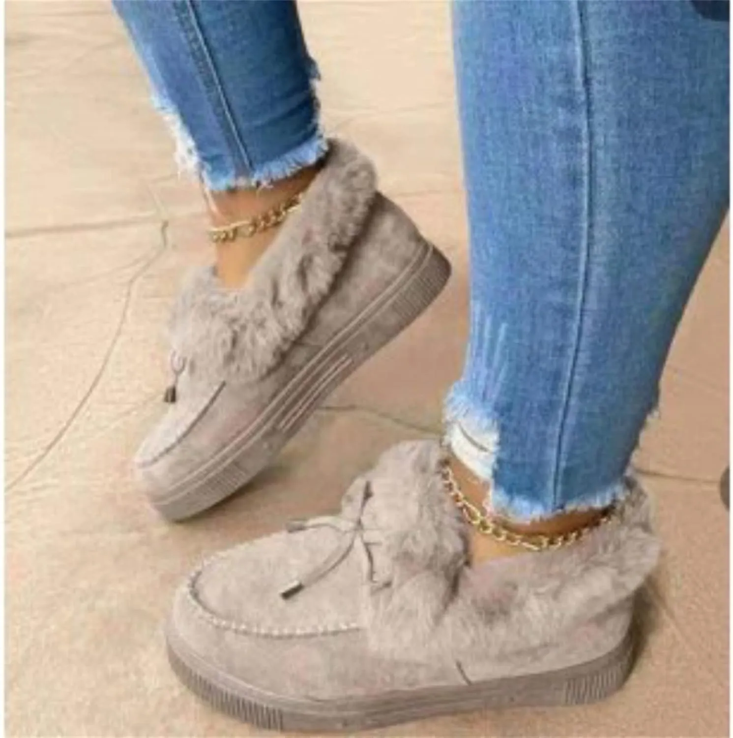 Ladmiple Winter Boots For Women 2023 Snow Warm Ankle Booties Slip On Outdoor Fur Lined Comfortable Fashion Walking Shoes