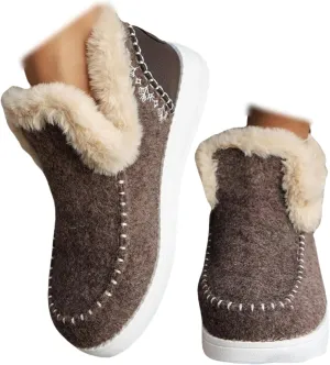 Ladmiple Winter Boots For Women 2024 Dressy Snow Boots Warm Fur Lined Anti-Slip Ankle Booties Slip On Warm Loafers Shoes