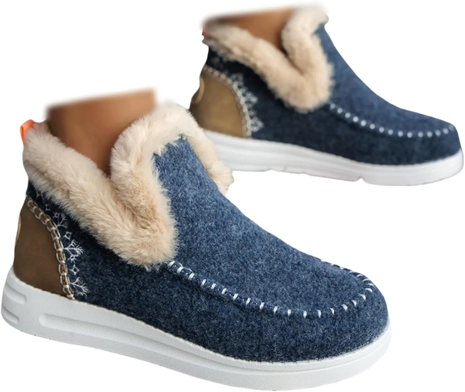 Ladmiple Winter Boots For Women 2024 Dressy Snow Boots Warm Fur Lined Anti-Slip Ankle Booties Slip On Warm Loafers Shoes