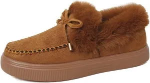 Ladmiple Winter Boots For Women Fashion Casual Slip-on Warm Loafers Shoes Faux Fur-Lined Comfortable Snow Ankle Booties