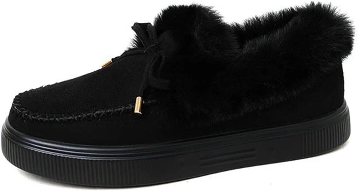 Ladmiple Winter Boots For Women Fashion Slip On Warm Snow Ankle Booties Fashion Fur Lined Comfortable Walking Loafers Shoes