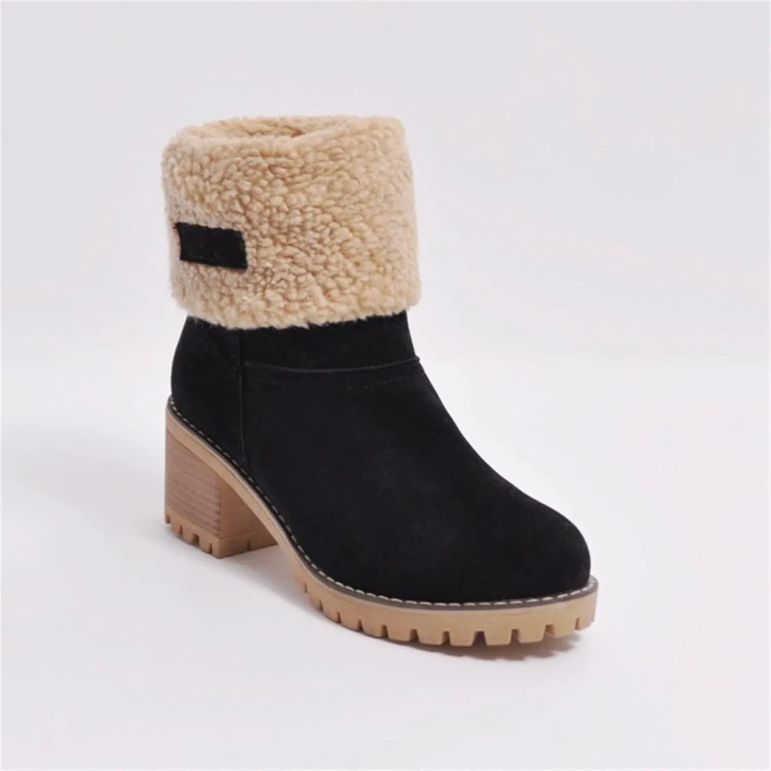 Ladmiple Winter Boots For Women Fashion Snow Boots Mid Calf Anti-slip Outdoor Warm Fur Lined Slip On Short Booties 2024