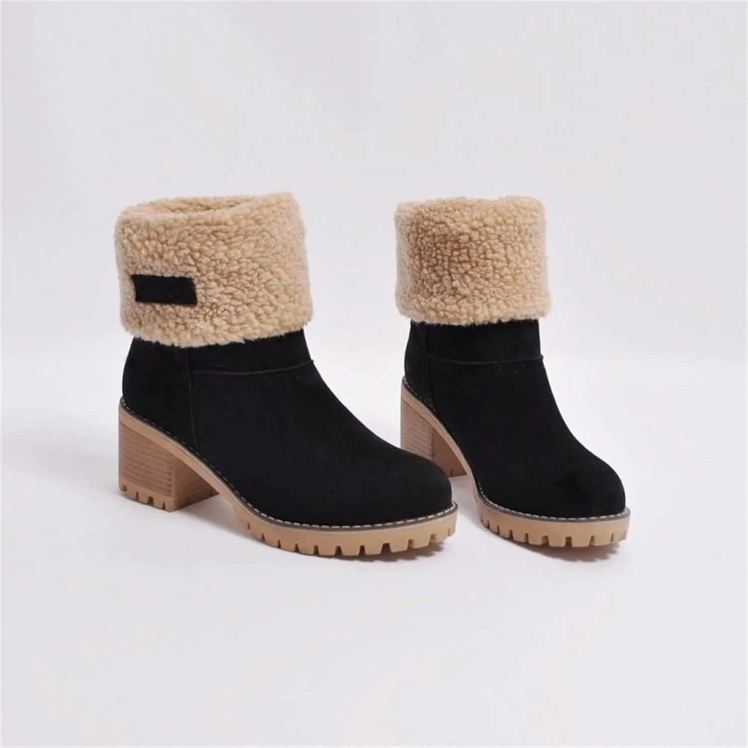 Ladmiple Winter Boots For Women Fashion Snow Boots Mid Calf Anti-slip Outdoor Warm Fur Lined Slip On Short Booties 2024