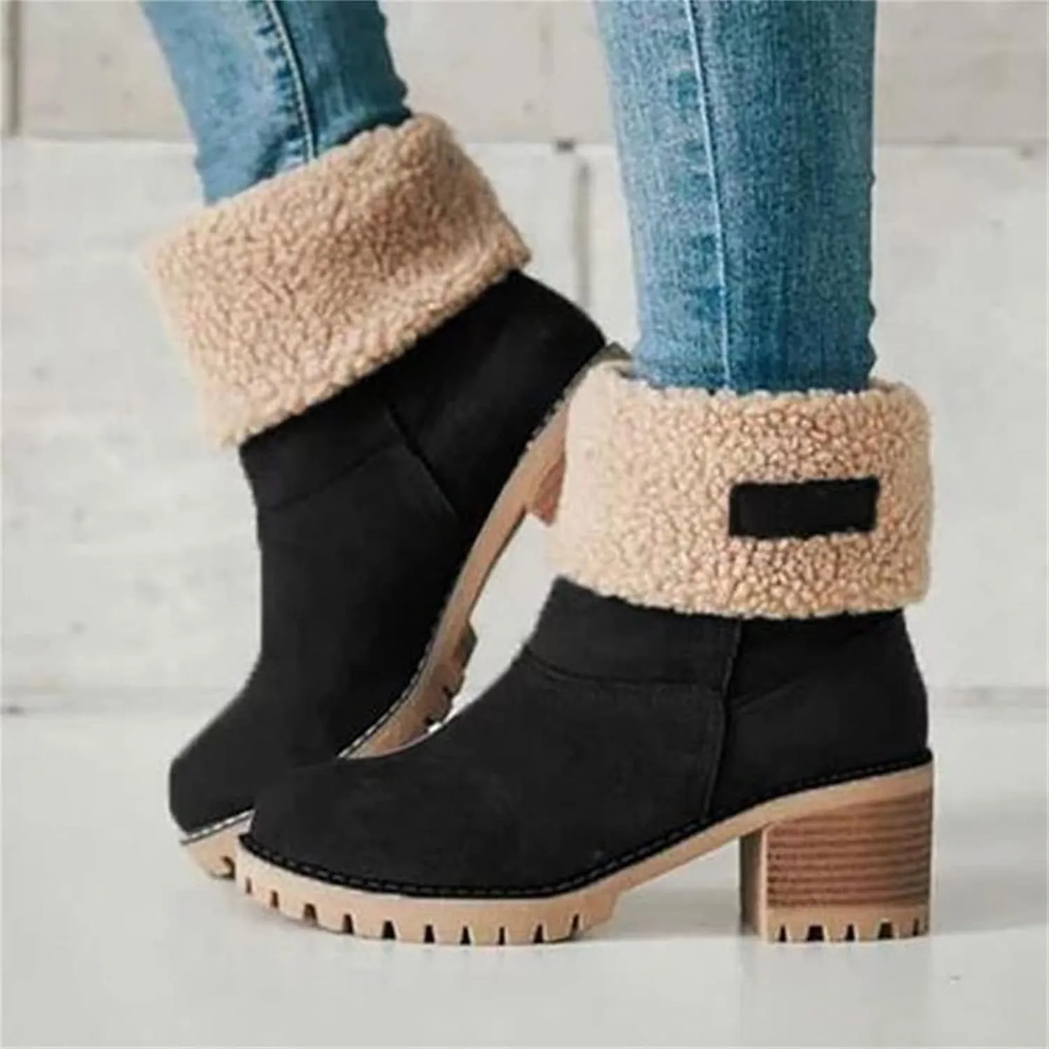 Ladmiple Winter Boots For Women Fashion Snow Boots Mid Calf Anti-slip Outdoor Warm Fur Lined Slip On Short Booties 2024