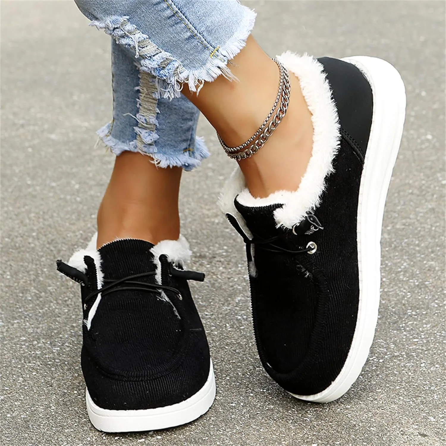 Ladmiple Winter Boots For Women Warm Snow Ankle Booties Comfortable Slip On Outdoor Fur Lined Thickening Walking Winter Shoes