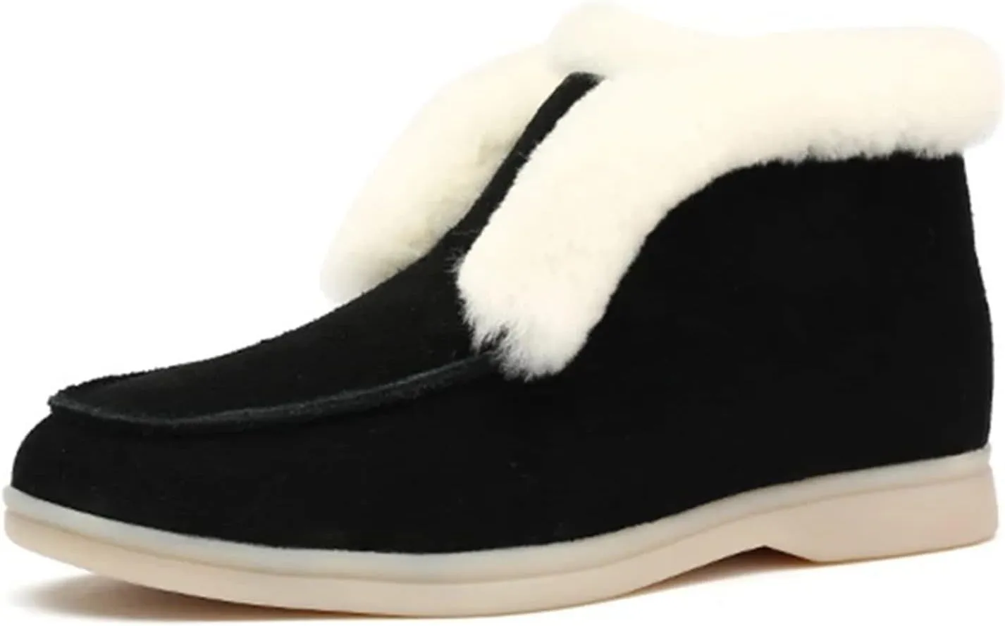 Ladmiple Winter Boots For Women Wide Width High-top Snow Boots Slip on Warm Comfortable Outdoor Fur Lined Ankle Booties