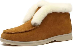 Ladmiple Winter Boots For Women Wide Width High-top Snow Boots Slip on Warm Comfortable Outdoor Fur Lined Ankle Booties