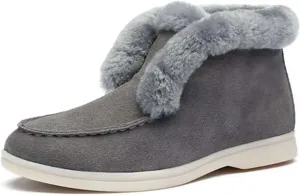 Ladmiple Winter Boots For Women Wide Width High-top Snow Boots Slip on Warm Comfortable Outdoor Fur Lined Ankle Booties