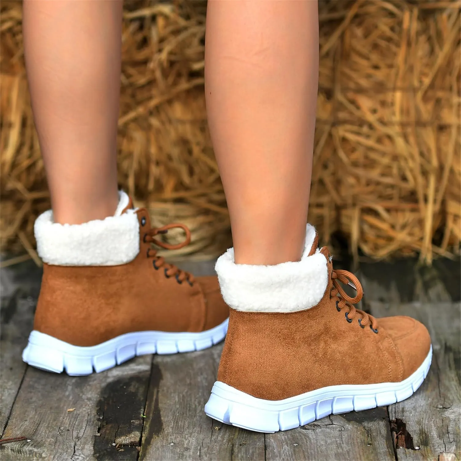 Ladmiple Winter Dress Boots For Women 2024 Casual Slip-on Warm Loafers Shoes Faux Fur-Lined Comfortable Snow Ankle Booties