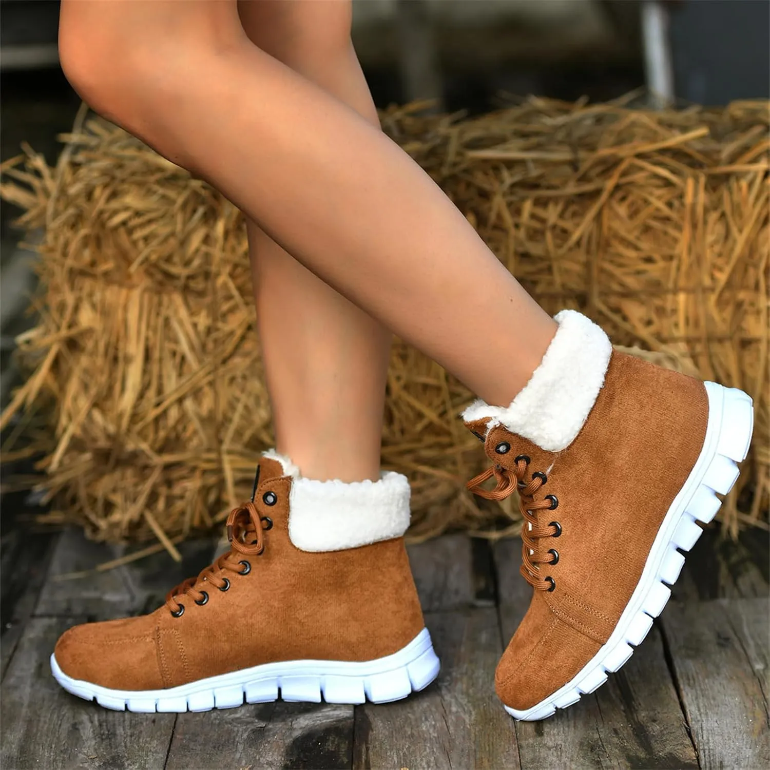 Ladmiple Winter Dress Boots For Women 2024 Casual Slip-on Warm Loafers Shoes Faux Fur-Lined Comfortable Snow Ankle Booties
