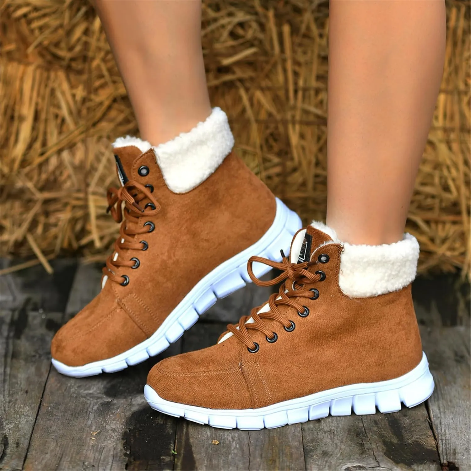 Ladmiple Winter Dress Boots For Women 2024 Casual Slip-on Warm Loafers Shoes Faux Fur-Lined Comfortable Snow Ankle Booties
