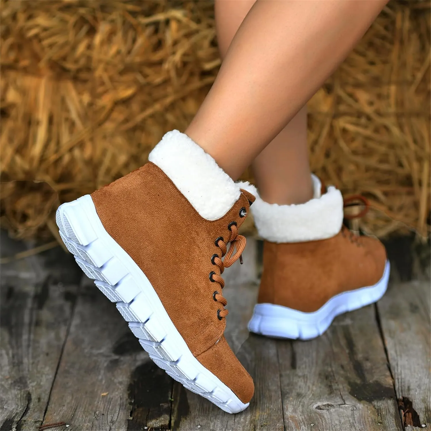 Ladmiple Winter Dress Boots For Women 2024 Casual Slip-on Warm Loafers Shoes Faux Fur-Lined Comfortable Snow Ankle Booties