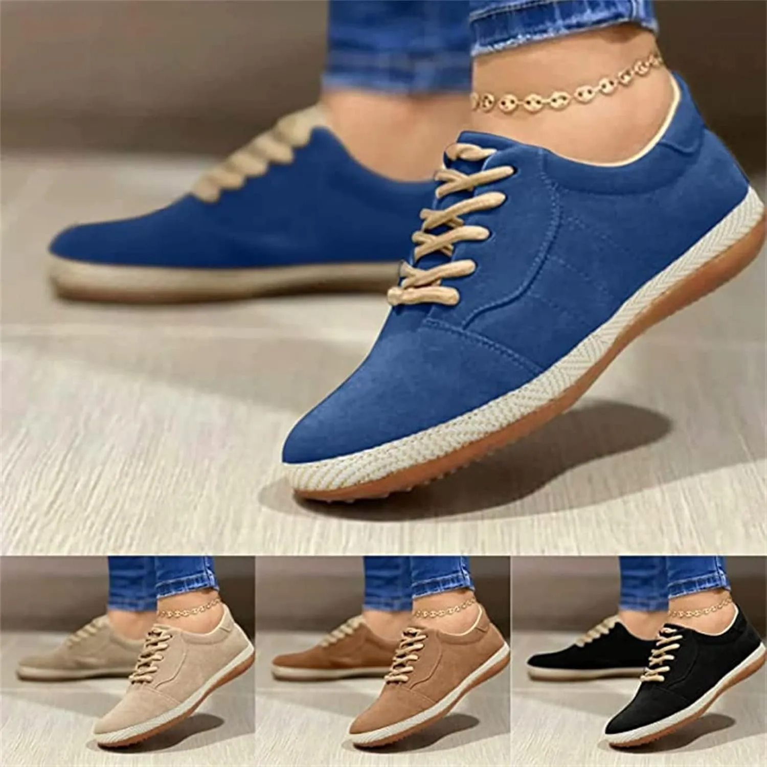 Lausiuoe Shoes For Women Dressy Flats Canvas Loafers Slip On Fashion Canvas Sneakers Casual Soft Comfortable Walking Shoes