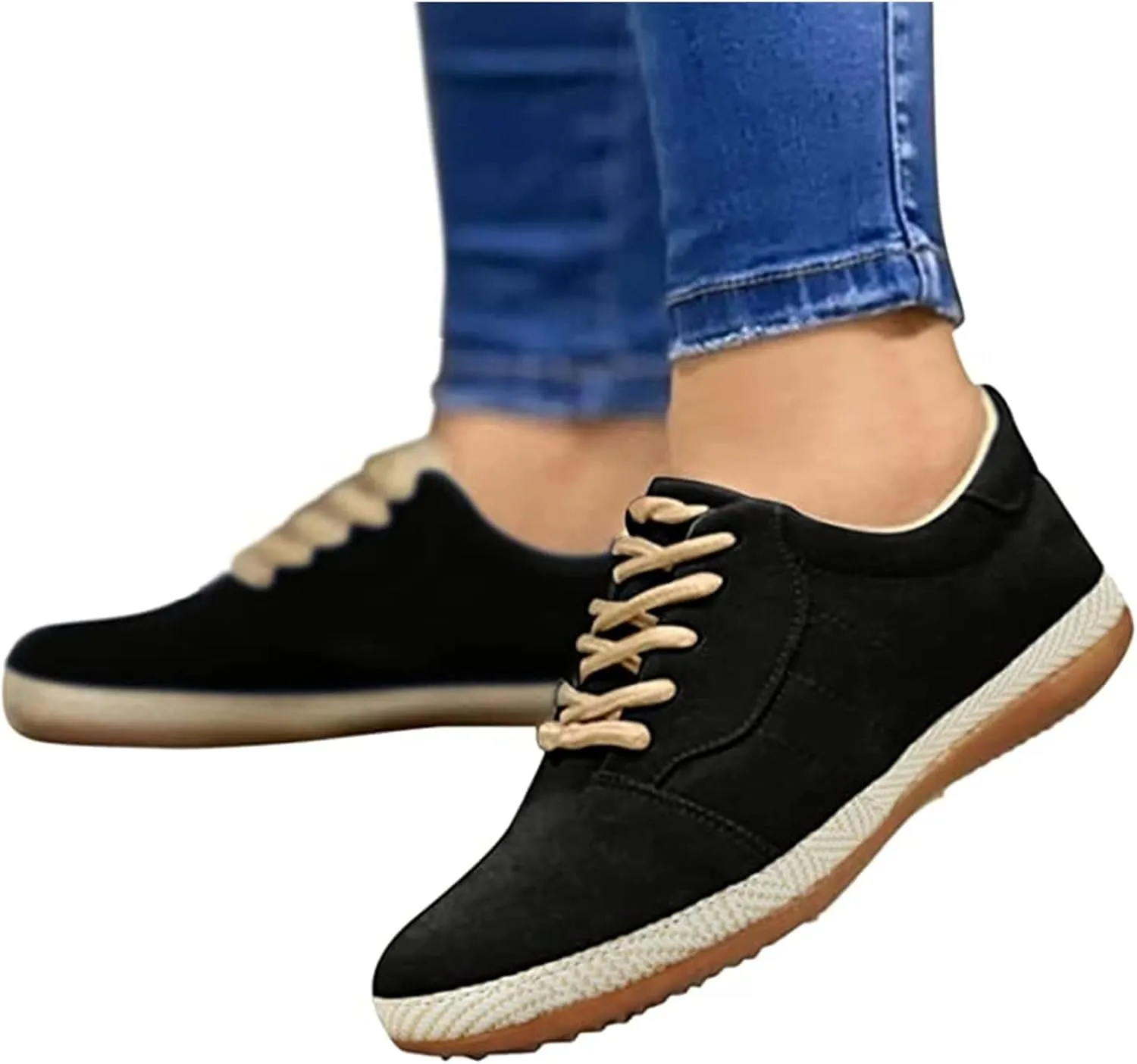 Lausiuoe Shoes For Women Dressy Flats Canvas Loafers Slip On Fashion Canvas Sneakers Casual Soft Comfortable Walking Shoes