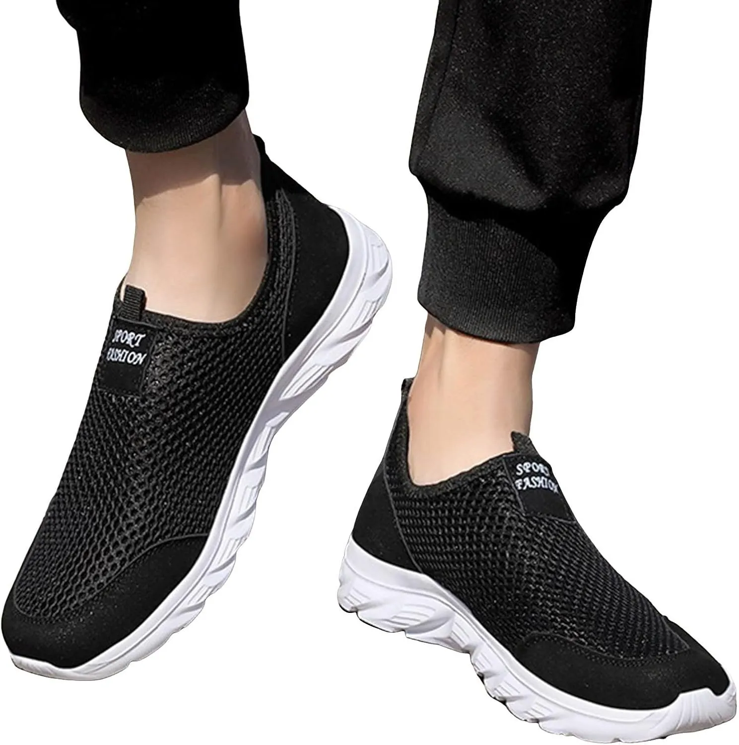 Light-Weight Mens Loafers & Slip-Ons Men's Mesh Foot Covered Breathable Lightweight Travel Slip On Sneakers