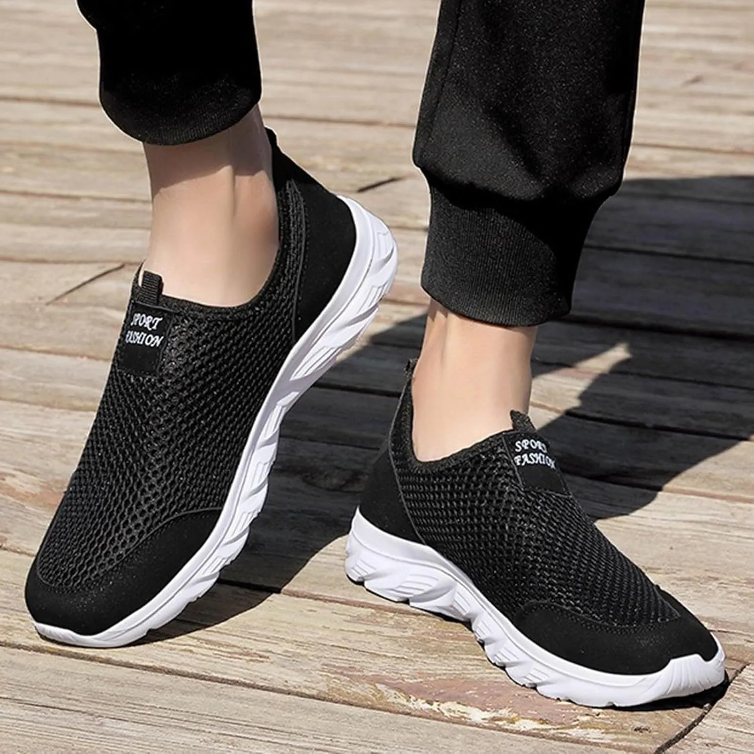 Light-Weight Mens Loafers & Slip-Ons Men's Mesh Foot Covered Breathable Lightweight Travel Slip On Sneakers