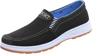 Lightweight Shoes Fashion All Season Men Casual Shoes Flat Round Toe Non Slip Cloth Upper Colorblock Comfortable Slip On