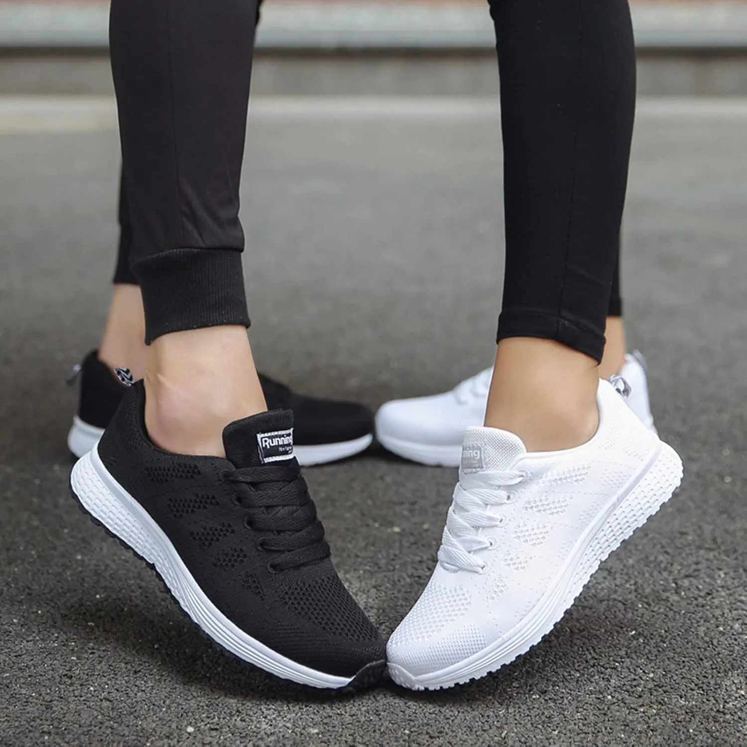 Lightweight Shoes Women Ladies Breathable Mesh Air Cushion Mesh Casual Lightweight Soft Bottom Lace Up Running Shoes