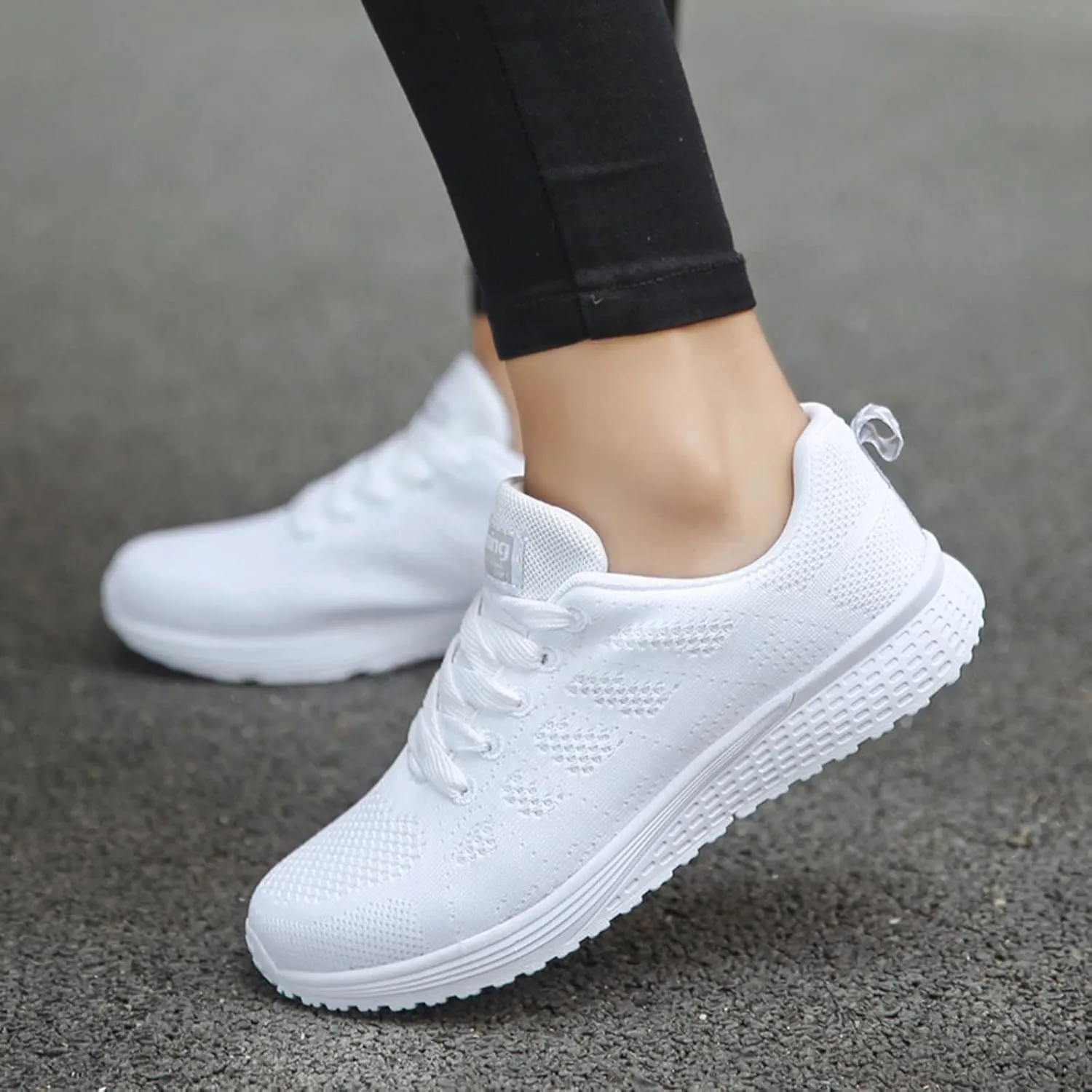 Lightweight Shoes Women Ladies Breathable Mesh Air Cushion Mesh Casual Lightweight Soft Bottom Lace Up Running Shoes